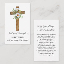 Daisy Cross Memorial Funeral Prayer Card Visitekaartje