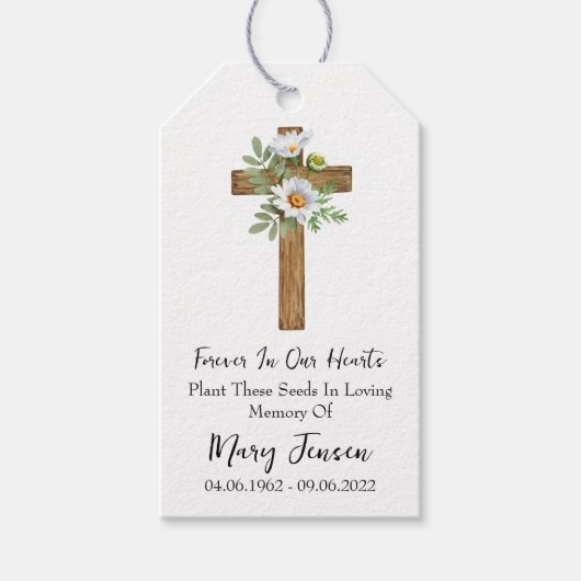 Daisy Cross Memorial Funeral Seed Packet  Cadeaulabel (Voorkant)