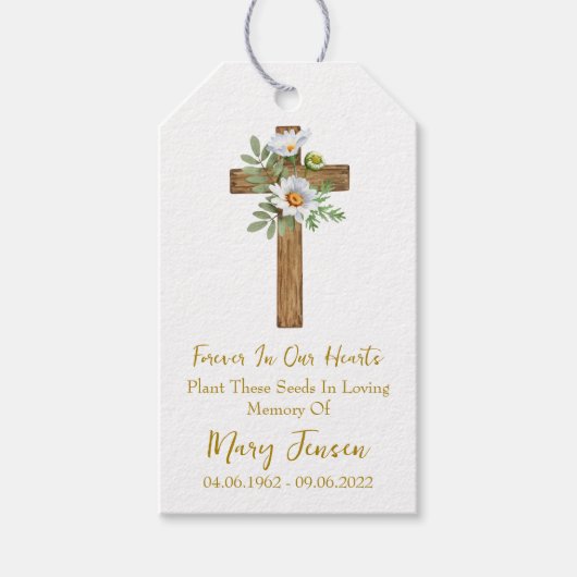 Daisy Cross Memorial Funeral Seed Packet  Cadeaulabel (Voorkant)