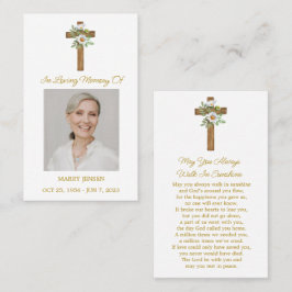 Daisy Cross Memorial Photo Funeral Prayer Card Visitekaartje