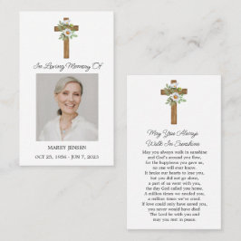 Daisy Cross Memorial Photo Funeral Prayer Card Visitekaartje