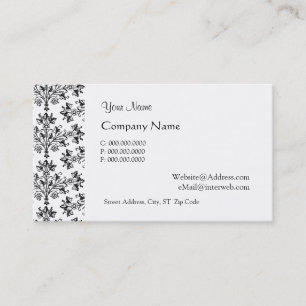Daisy Damask Black White - aangepaste Visitekaartj Visitekaartje