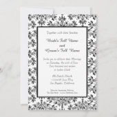 Daisy Damask Black White Custom Wedding Invitation (Dos)