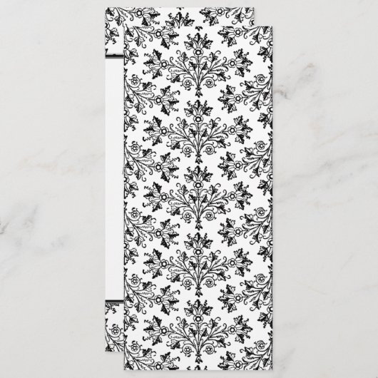 Daisy Damask Black White Custom Wedding Invitation (Devant / Derrière)