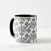  Daisy Damask Etching op White Coffee Mok (Voorkant links)