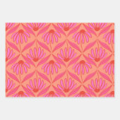 Daisy Damask Pattern - Roze en Sinaasappel Inpakpapier Vel (Voorkant)