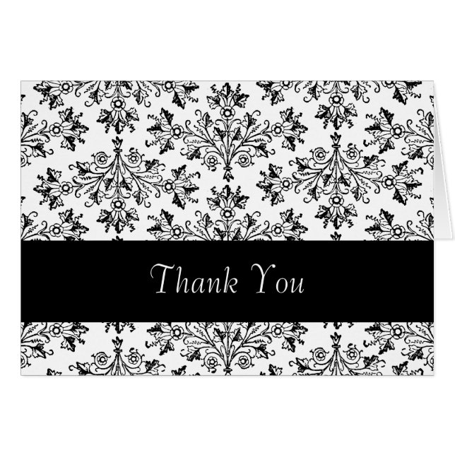 Daisy Damask Vintage Floral Carte de remerciements (Devant Horizontal)