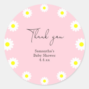 Daisy - dank u baby shower ronde sticker