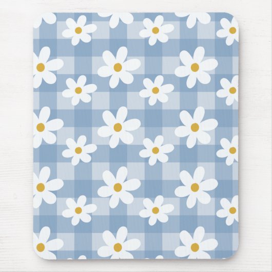 Daisy Days Mousepad - Blue Gingham Muismat (Voorkant)