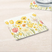 Daisy Daze Vierkante Kartonnen Onderzetter (Schuin)