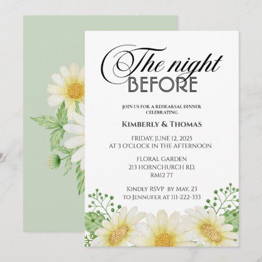 Daisy de nacht voor de repetitie van de avondmaalt kaart (Voorkant / Achterkant)