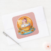 Daisy Delight Cupcake Vierkante Sticker (Envelop)