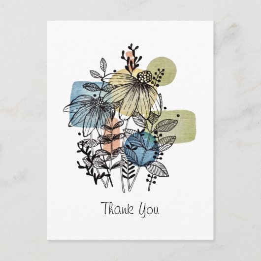 Daisy Doodé En Encre Et Carte Postale Aquarelle (Devant)