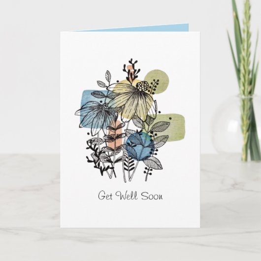 Daisy Doodle En Encre Et Carte Aquarelle (Devant)