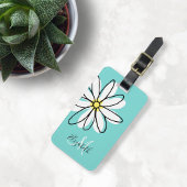 Daisy Doodle Flower Personalized Monogram Luggage Bagagelabel