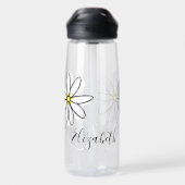 Daisy Doodle Flower Personalized Monogram Waterfles (Achterkant)
