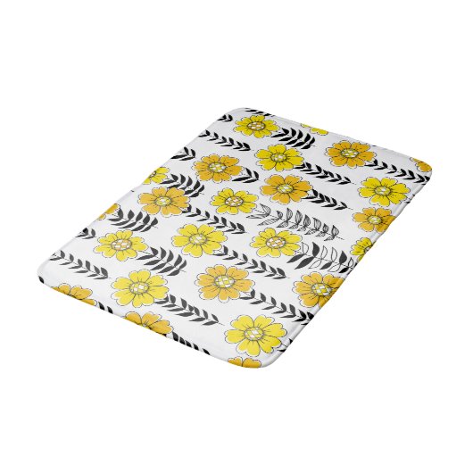 Daisy doodles in geel en zwart badmat (Gekanteld)