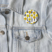 Daisy doodles in geel en zwart ronde button 5,7 cm (In situ)