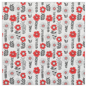 Daisy doodles in rood en zwart stof