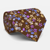 Daisy Dot Floral Brown, dubbelzijdig bedrukt Stropdas (Opgerold)