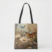 Daisy Dreams: Vlinder en Bloem Textuur tas (Voorkant)