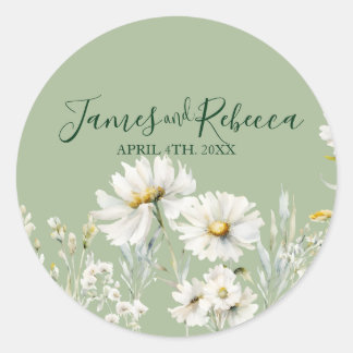 Daisy Earthy Sage & Botanical Greenery Ronde Sticker