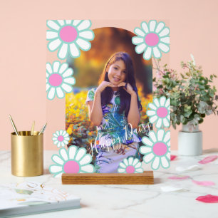 Daisy Eenvoudige Blauwe Foto Acryl Bord