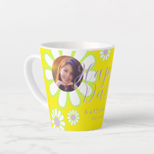 Daisy Eenvoudige Foto Verjaardag Geel Latte Mok