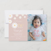 Daisy Eerste Verjaardag Dank Je Kaart Retro Daisy (Voorkant)