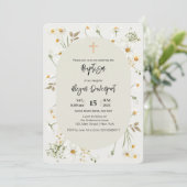 Daisy elegant Floral Boho Baptism Invitation Kaart (Staand voorkant)