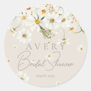 Daisy Elegante Wilde Bloem Moderne Bruiloftsbruid Ronde Sticker