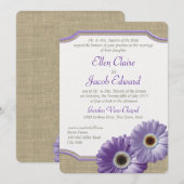 Daisy en Burlap Lavendel Paarse Kaart (Voorkant / Achterkant)