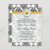 Daisy en Damask Wedding Invitation Kaart (Voorkant / Achterkant)