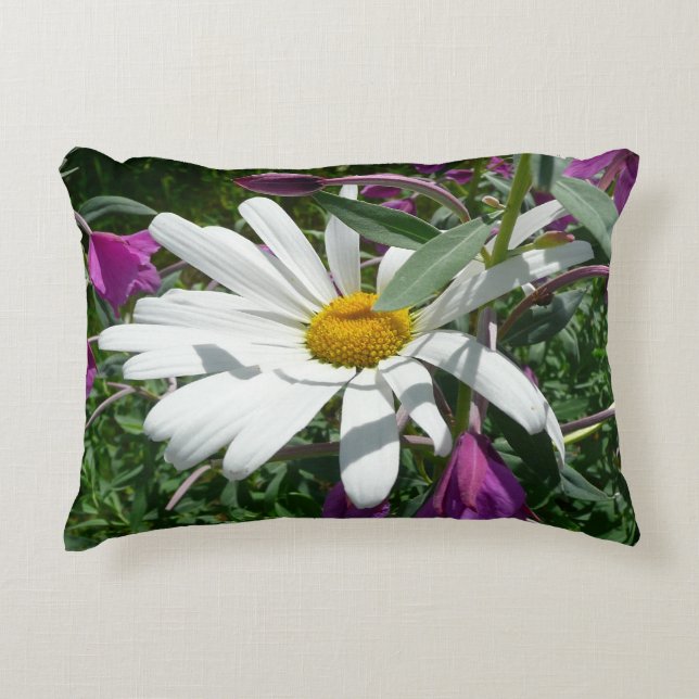 Daisy en Fireweed Wildflower Decoratief Kussen (Voorkant)