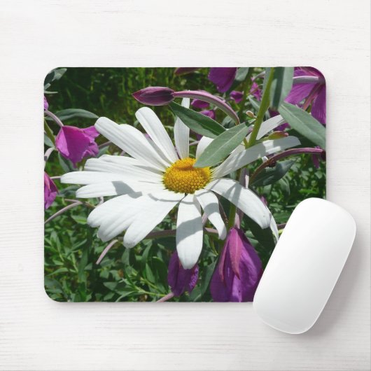 Daisy en Fireweed Wildflower Muismat (Met muis)