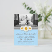 Daisy en lint bruiloft Save the Date Briefkaart (Staand voorkant)