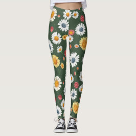 Daisy en Zonnebloem Bloemen Naadloos Patroon Leggings