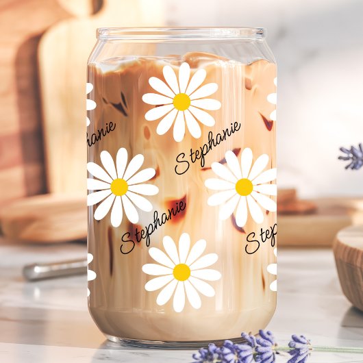 Daisy esthetische aangepaste naam blikvorm glas
