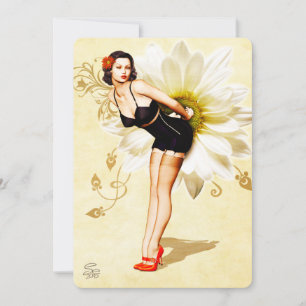 Daisy Face Pin-Up Party Uitnodiging