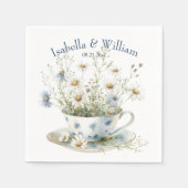 Daisy & Faded Blue Denim Bloemen in Teacup Custom Servet (Voorkant)