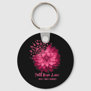 Daisy Faith Hope Love Breast Cancer Awareness Flow Sleutelhanger