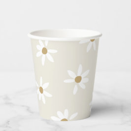 Daisy Field Birthday Party Paper Cups in beige Papieren Bekers
