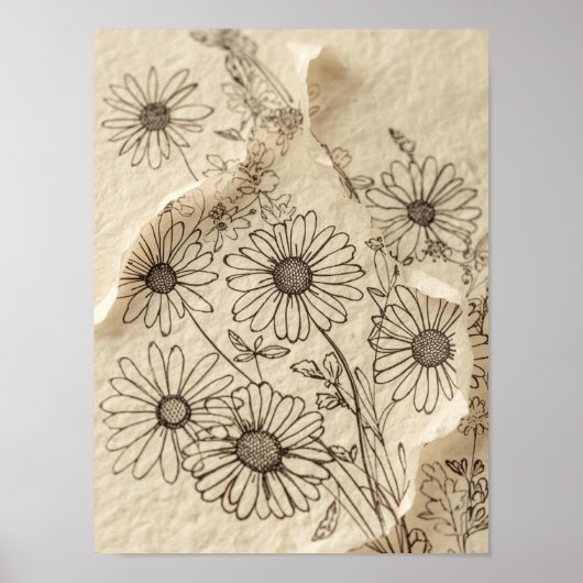 Daisy Field Vintage Floral Print (Voorkant)