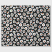Daisy Filed Waterverf Black en White Cadeaupapier (Vlak)
