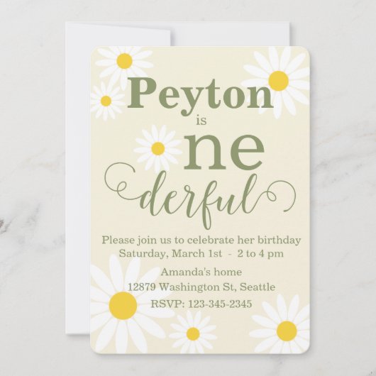 Daisy First Birthday Invitation (Devant)