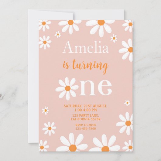 Daisy First Birthday Invitation Daisy 1er Invitati (Devant)