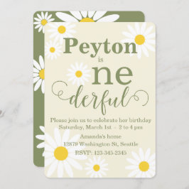 Daisy First Birthday Invitation Kaart