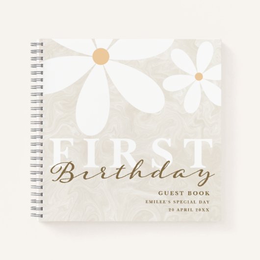 Daisy First Birthday Theme Party Livre d'invités (Devant)