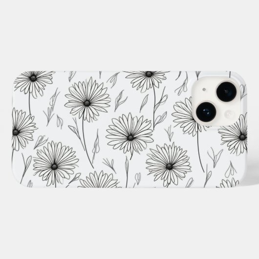 Daisy fleur dessin iPhone 14 coque (Verso (horizontal))