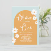 Daisy Floral 1er anniversaire Invitation (Debout devant)
